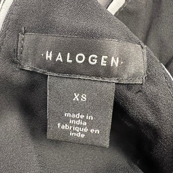 Halogen Wide Leg Halter Neck Black White Striped Flowy Jumpsuit Tie Neck Size XS - Picture 6 of 13